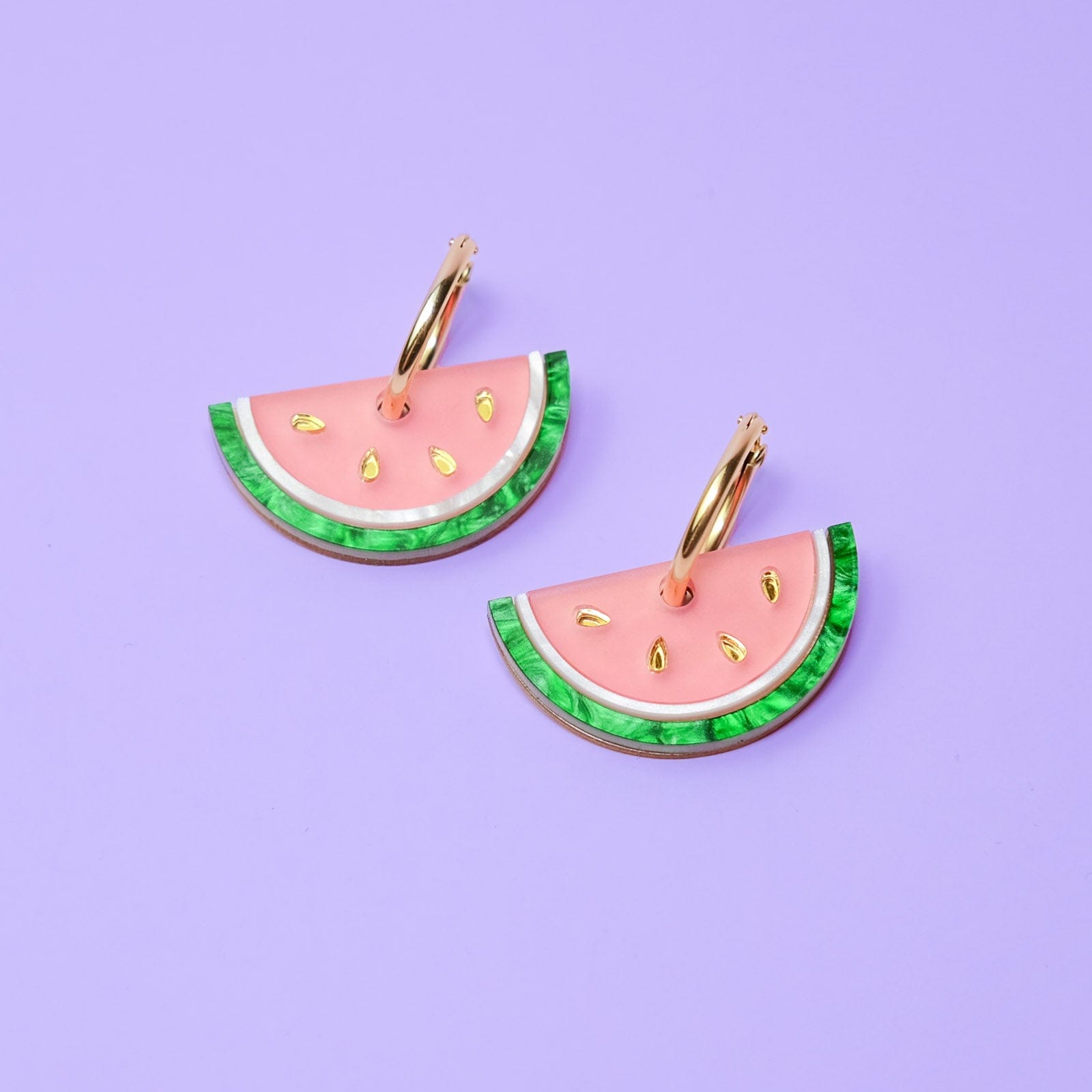 Watermelon Slice gold-filled hoop earrings