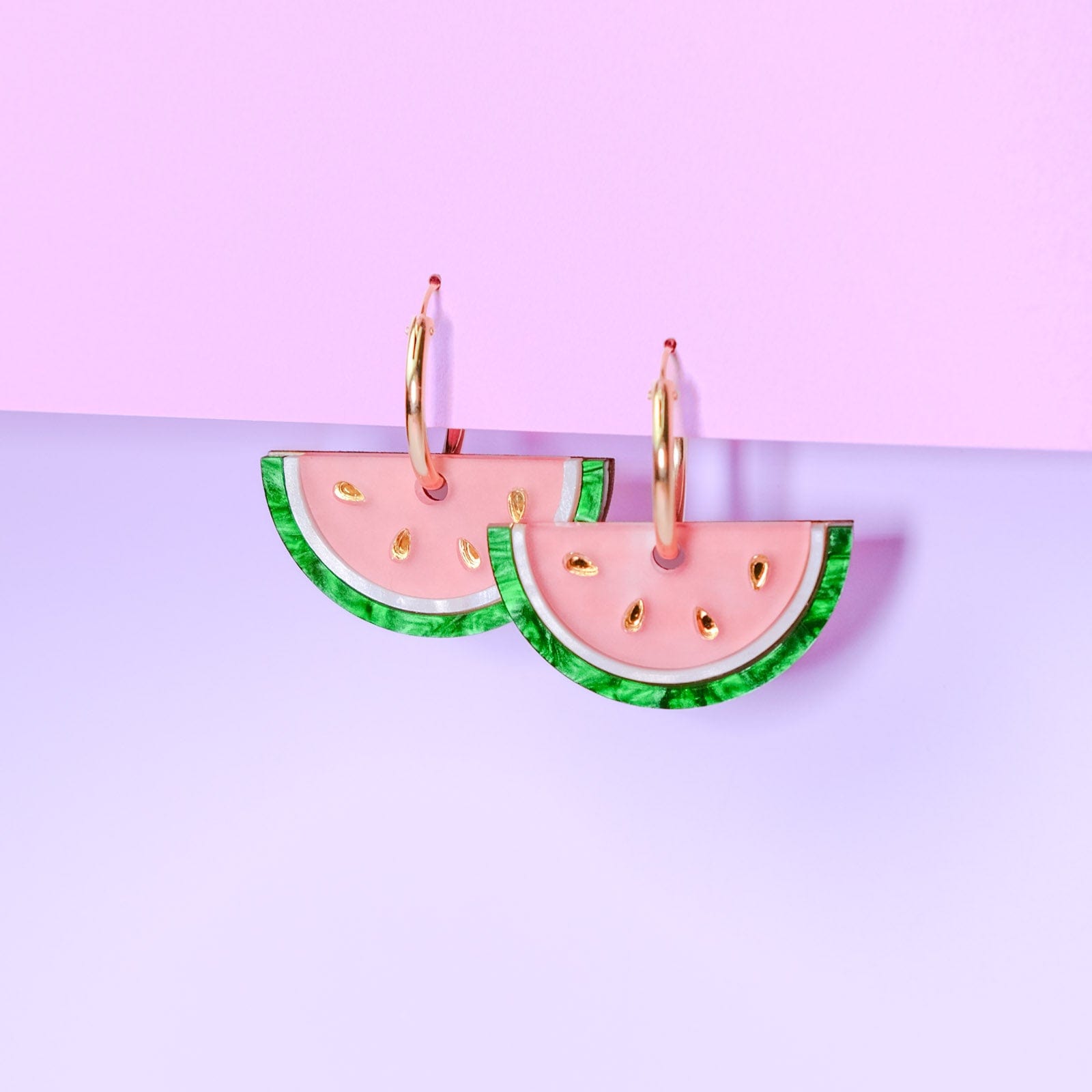 Watermelon Slice gold-filled hoop earrings