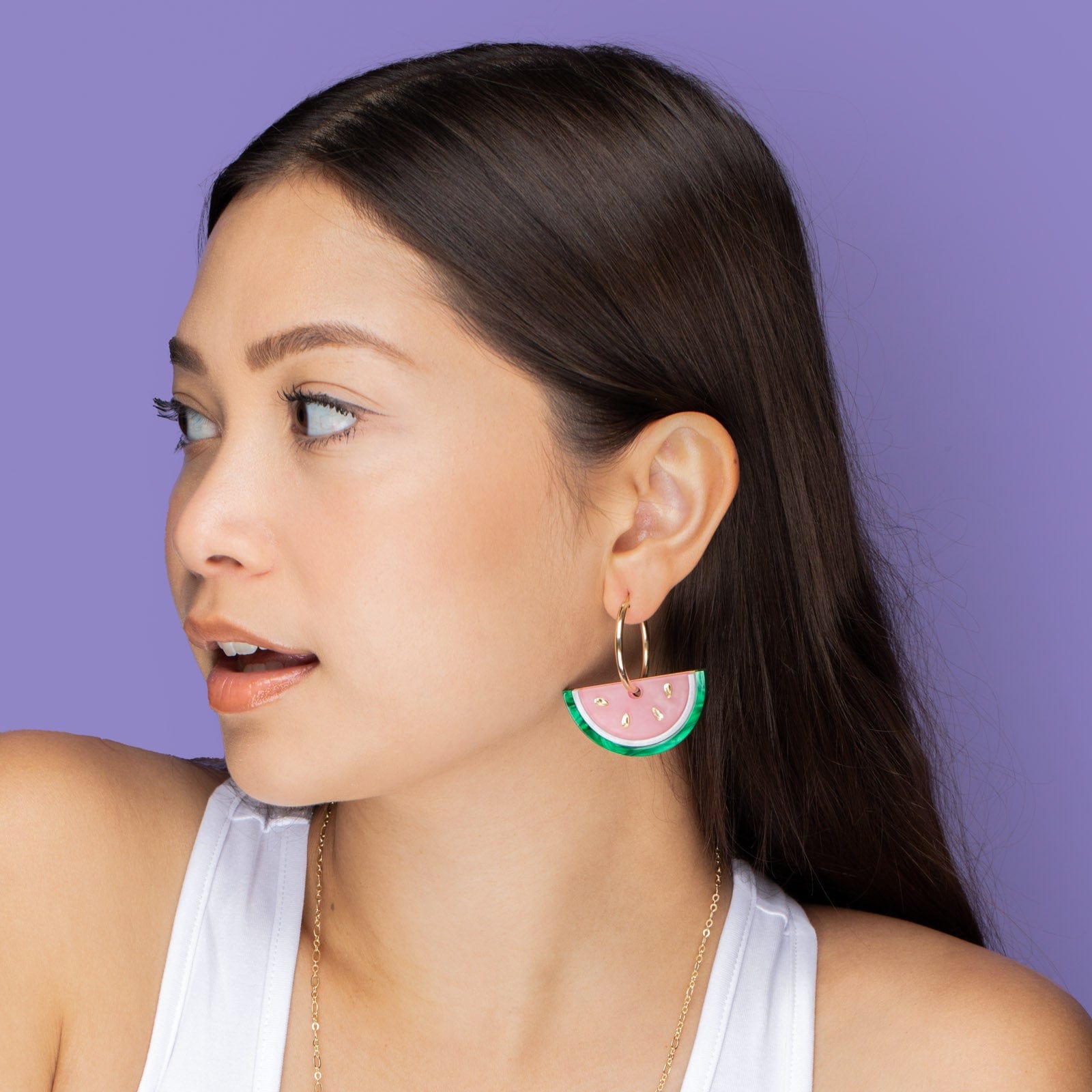 Watermelon Slice gold-filled hoop earrings