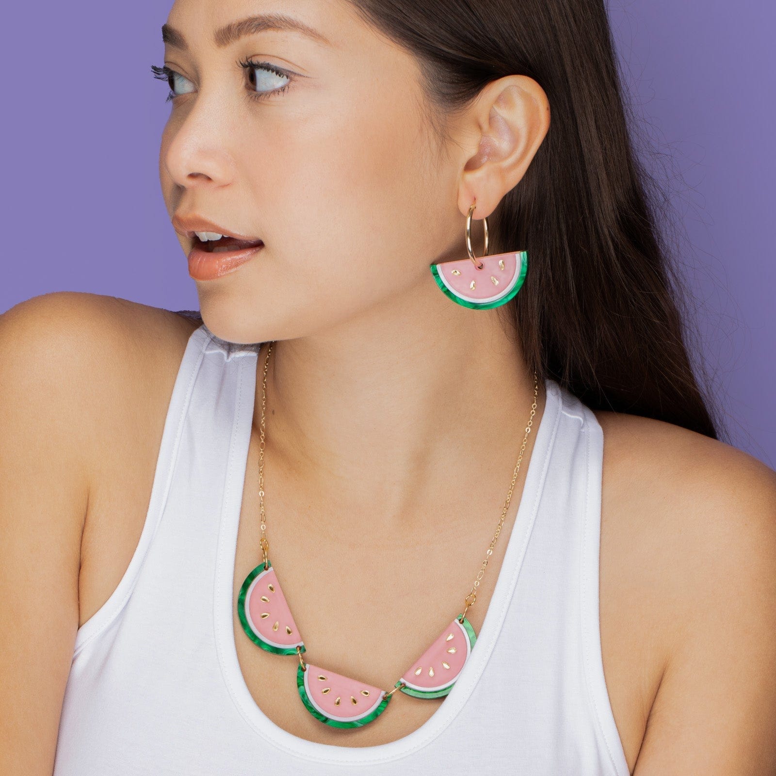 Watermelon slice necklace hand-made 