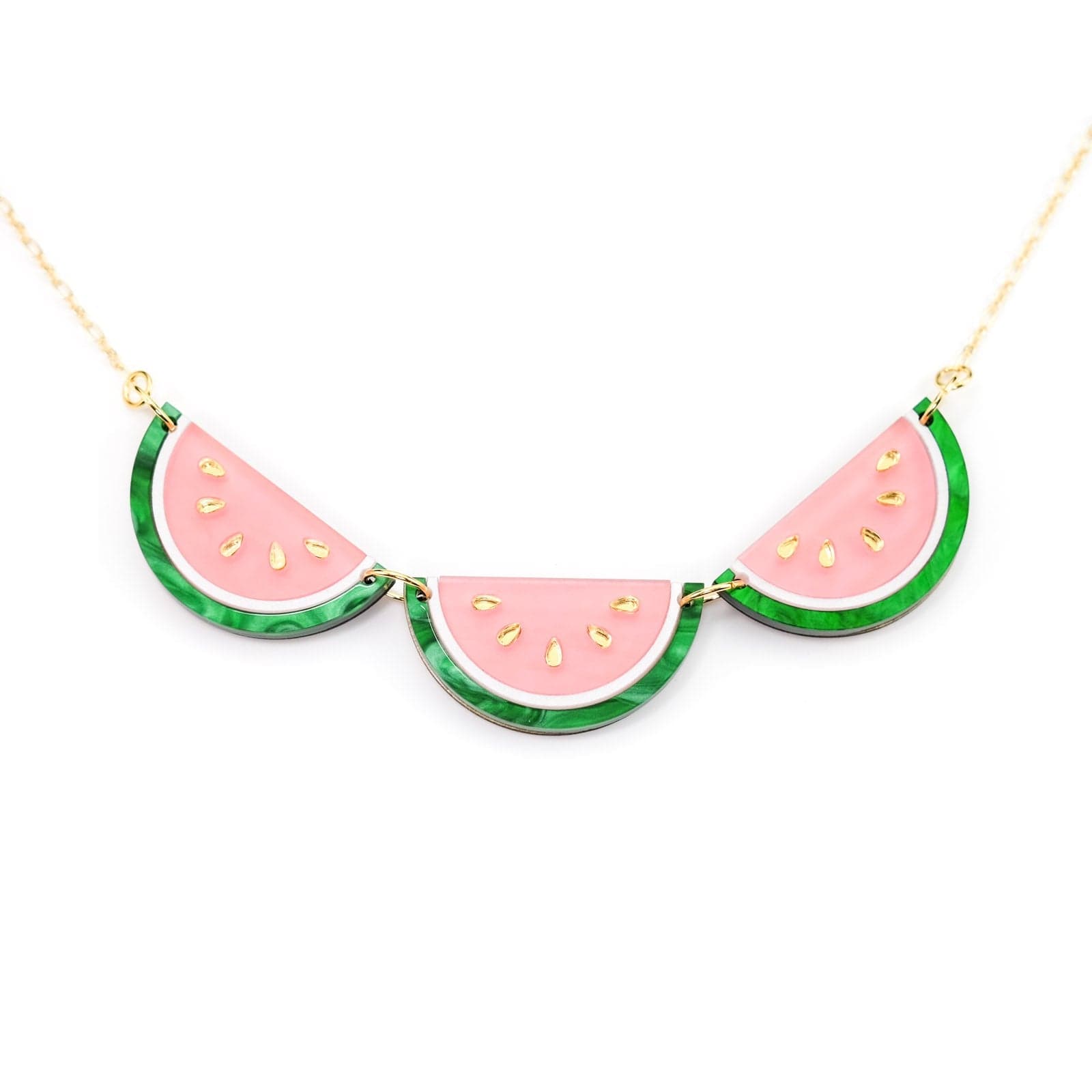 Watermelon slice necklace hand-made 