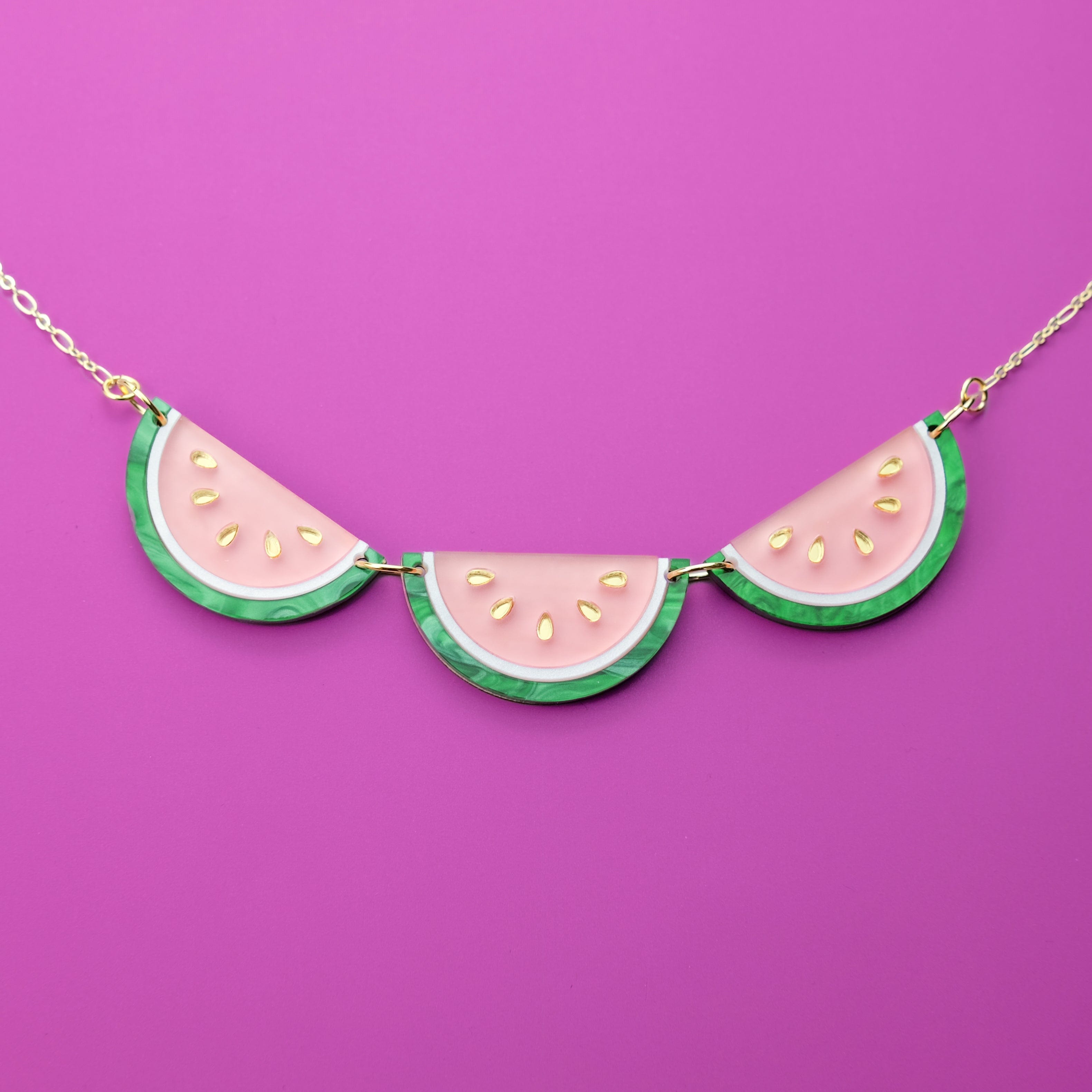Watermelon slice necklace hand-made 
