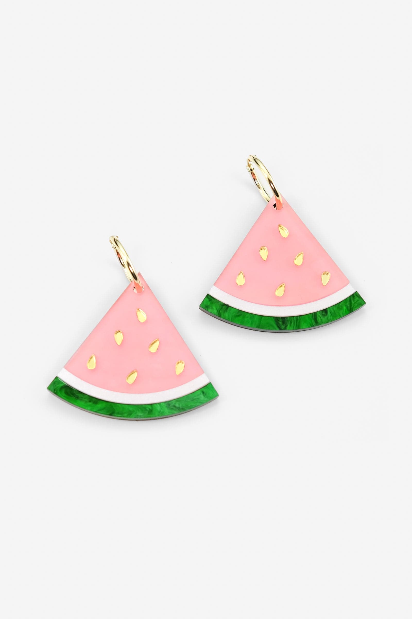 Watermelon Wedge dangly hoop earrings