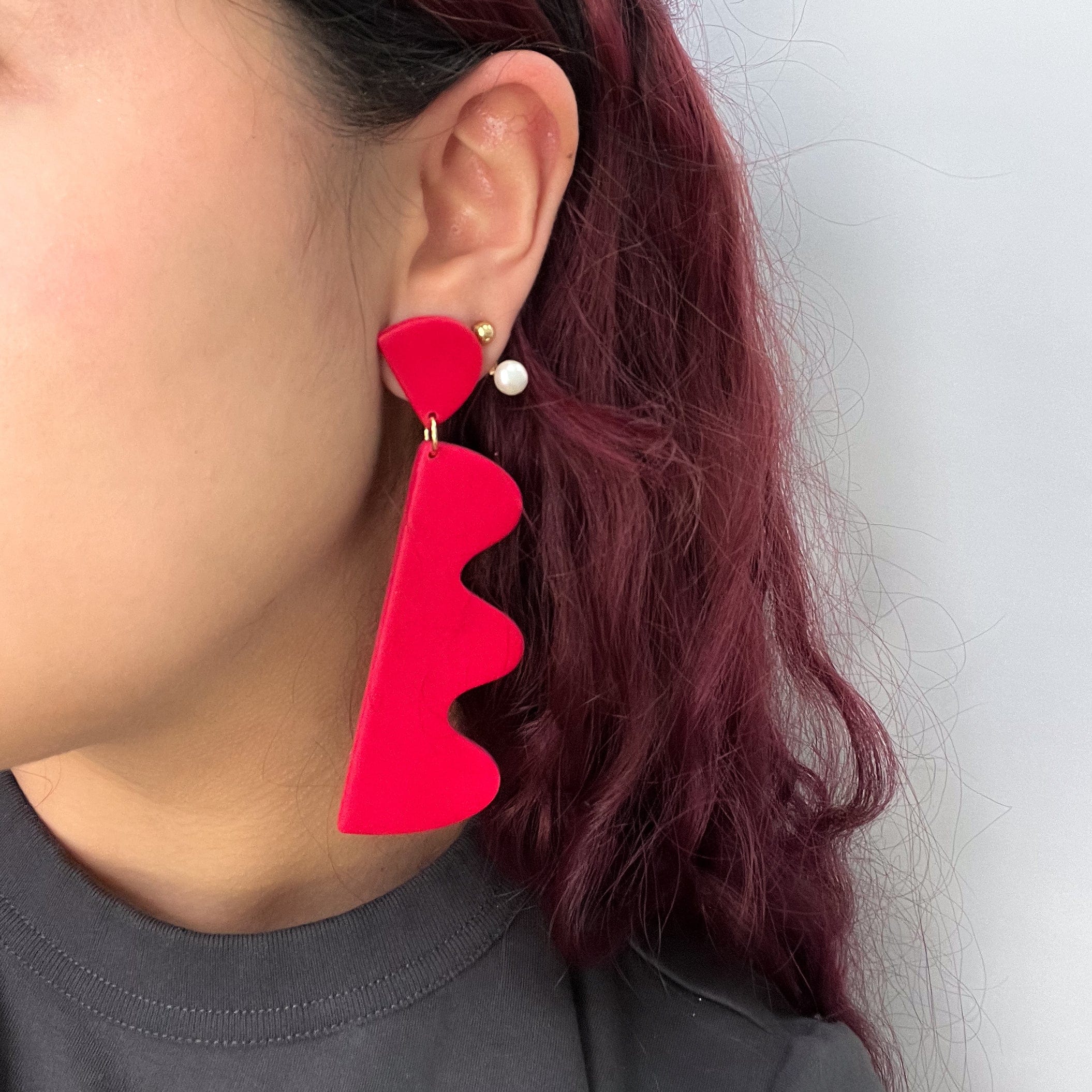 Red Wiggles funky and fabulous statement earrings  #color_red