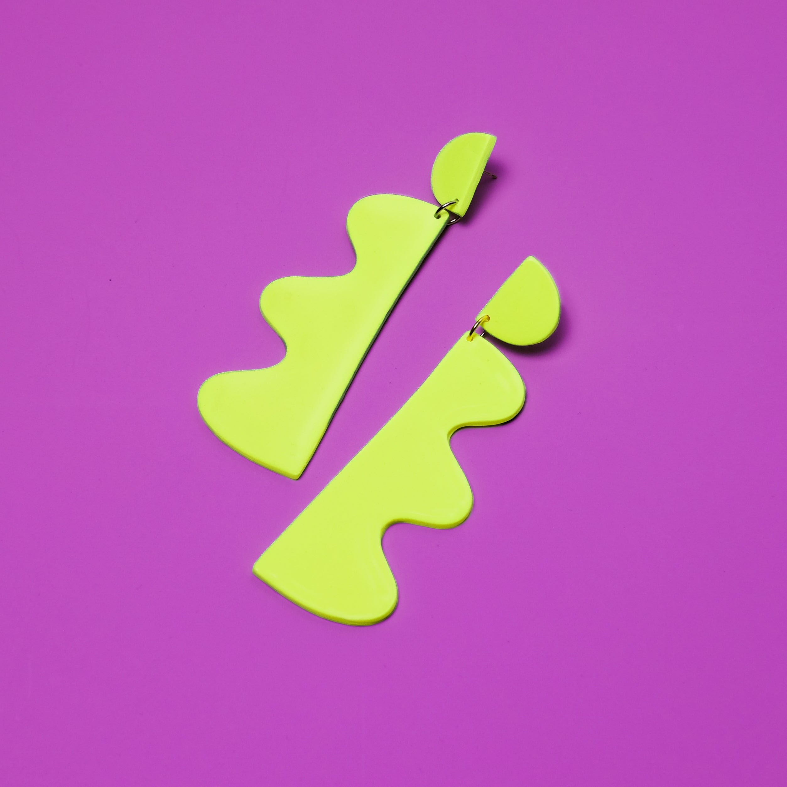 Neon Yellow Wiggles funky and fabulous statement earrings  #color_neon-yellow