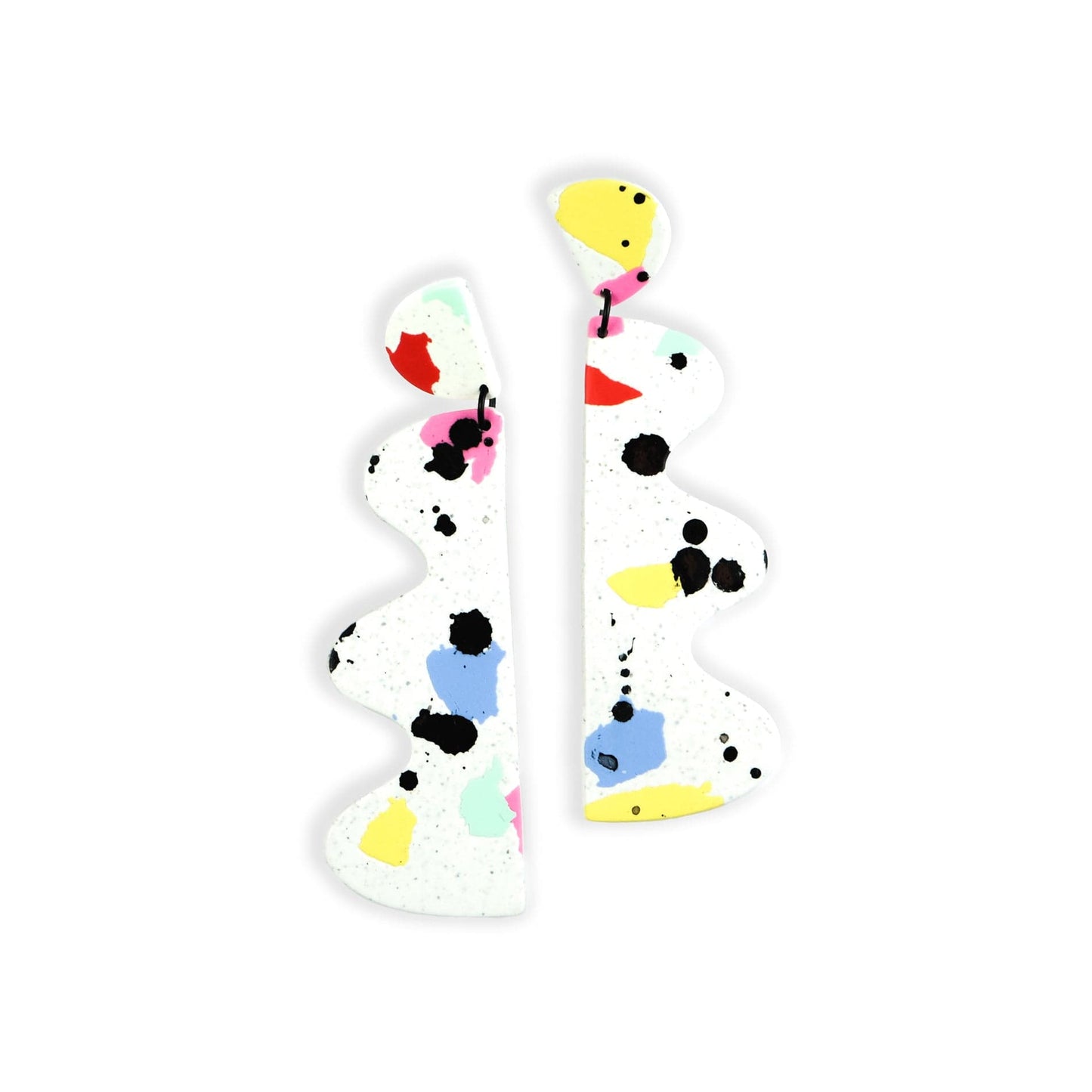 Funky and retro Wiggles statement earrings in Paint Splatter pattern #color_paint-splatter
