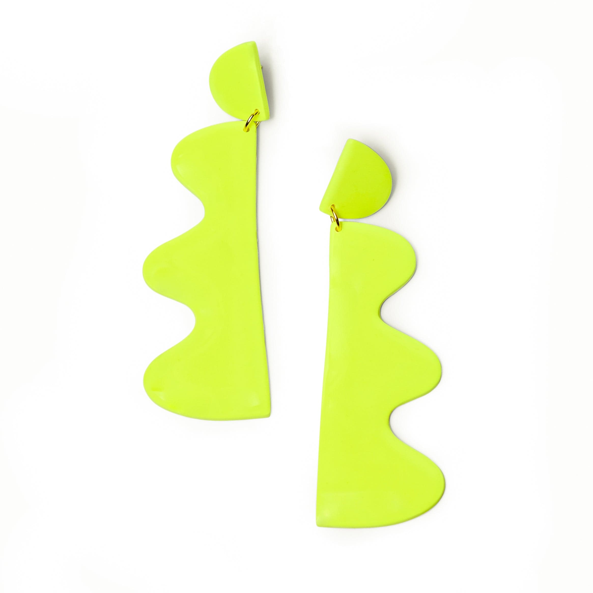 XL Wiggles funky statement earrings in neon yellow #color_neon-yellow